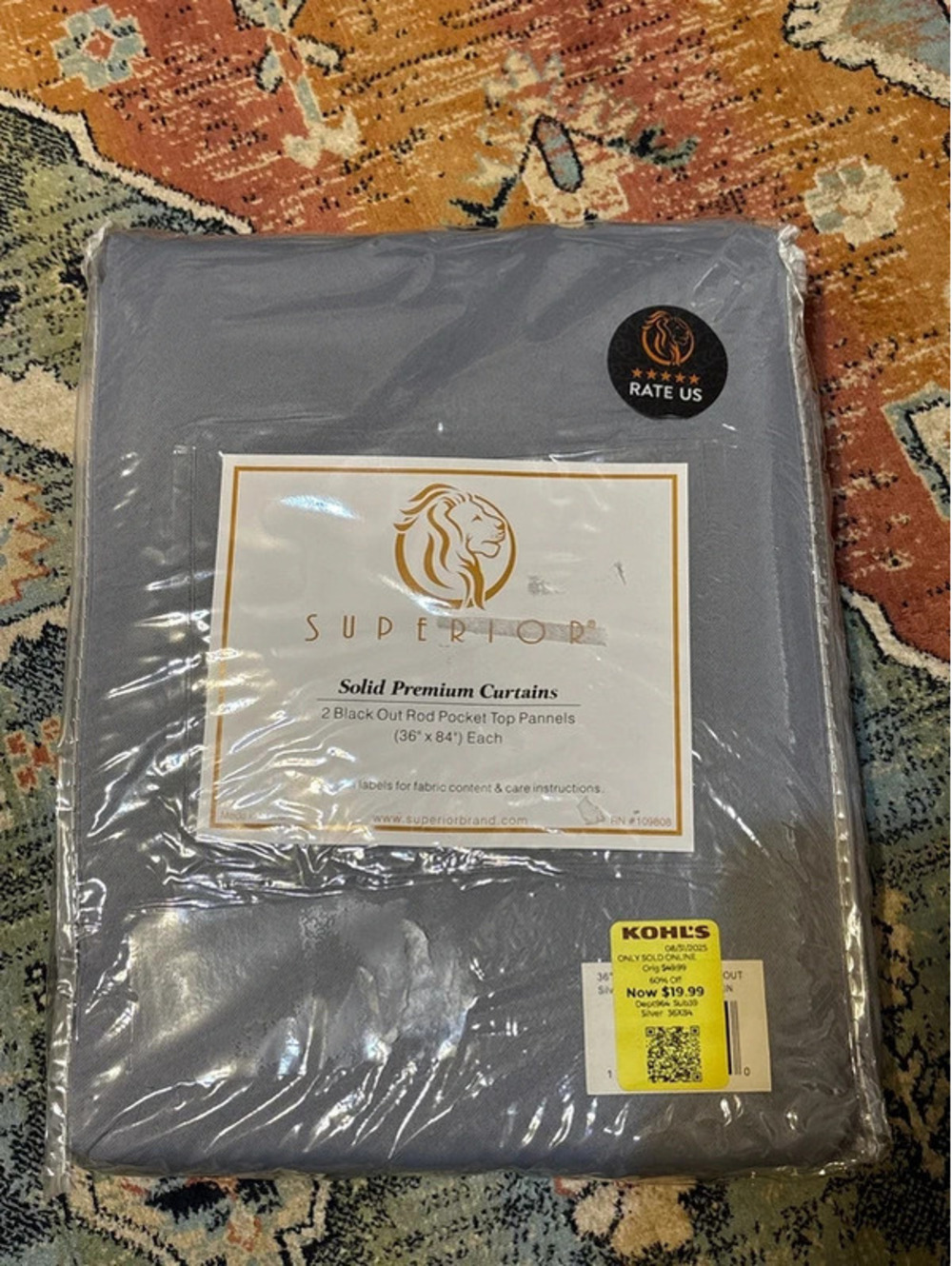 NWT Superior Blackout Curtain Panels 2-Pack Silver 36” x 84”